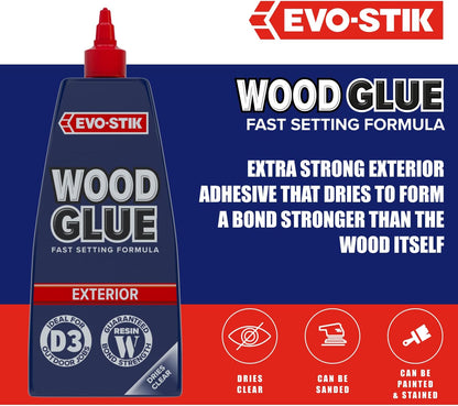 EVO-STIK Exterior Wood Glue Weatherproof Clear 500ml