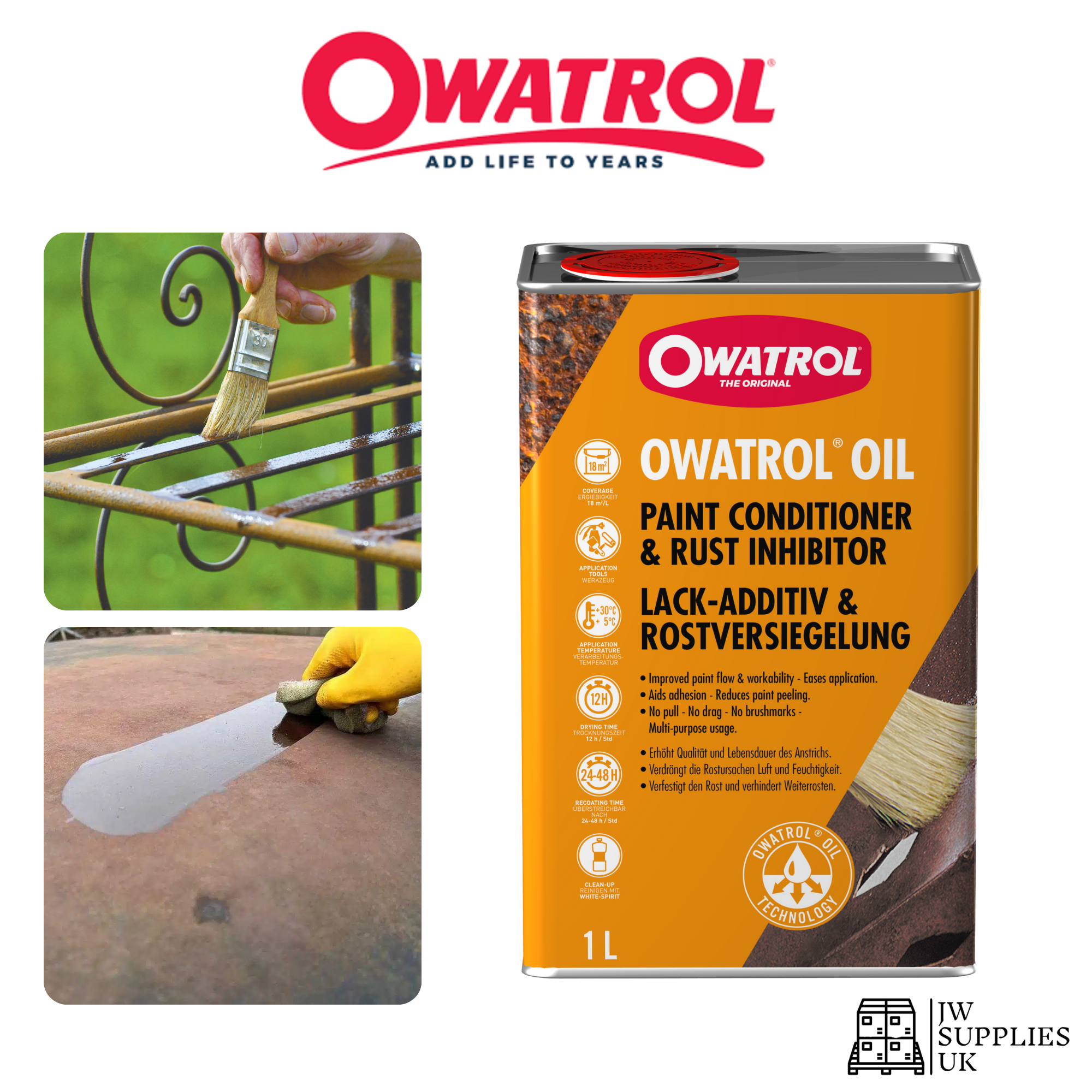 Owatrol Multi-Purpose Oil - Paint & Rust Additive Inhibitor - Prevents Rusts & Reduces Brush Marks