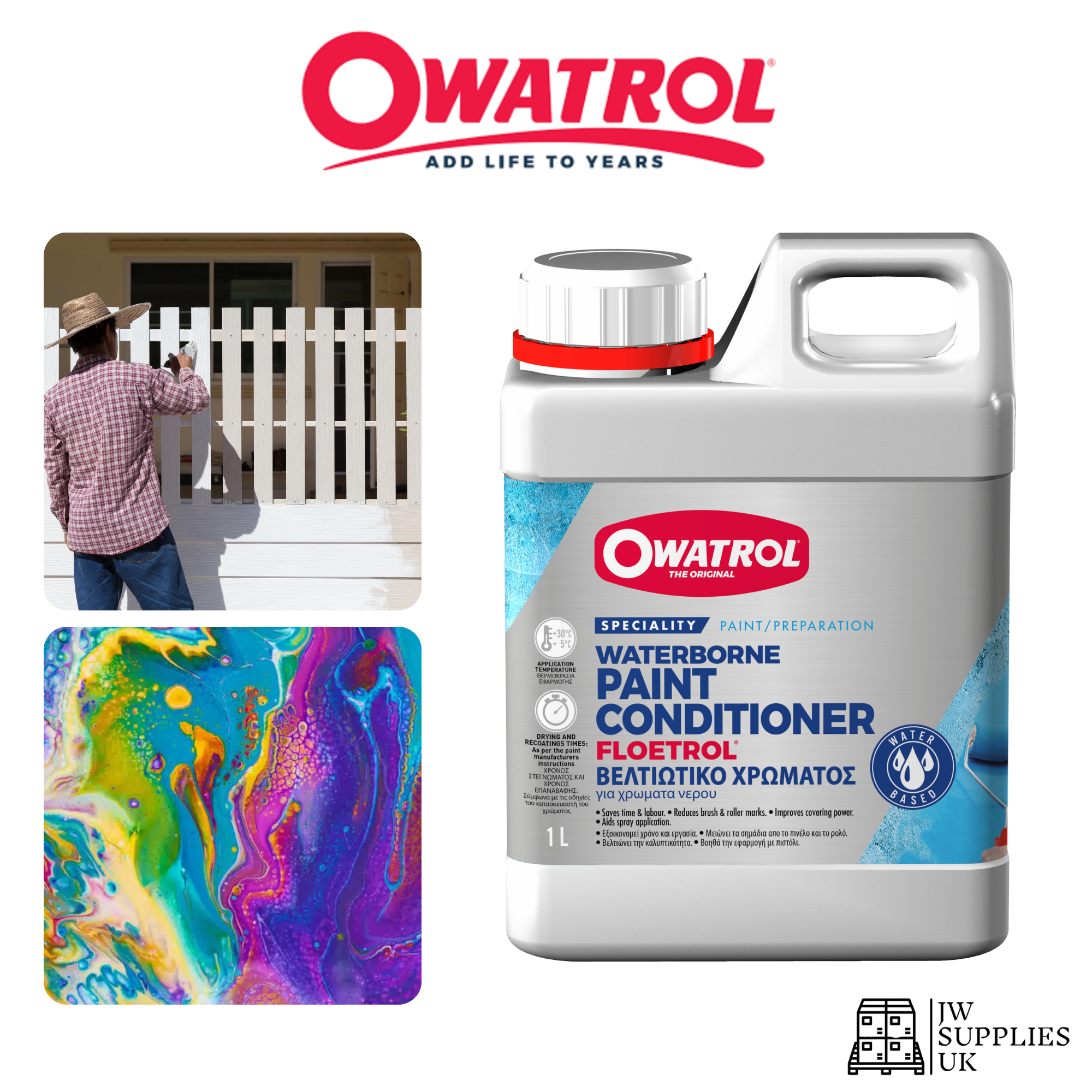 Owatrol Water-based Floetrol Paint Conditioner & Additive 1L, Great for a Professional Finish & for Acrylic Paintings