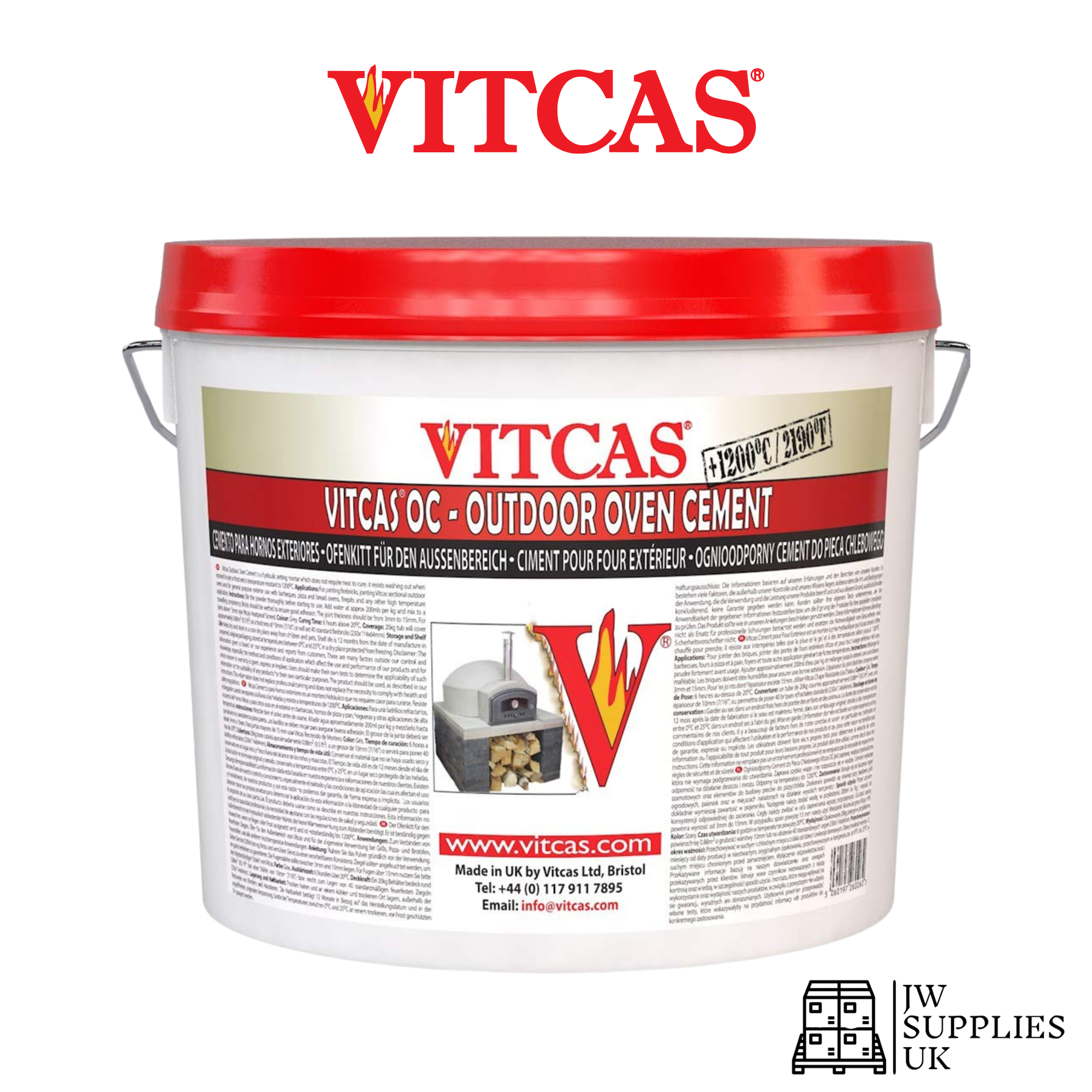 VITCAS 10kg OC-Outdoor Oven Cement – High-Temperature Heat Resistant Fireproof Mortar for Wood-Fired Pizza Ovens, Chimneys, and Barbecue Pits
