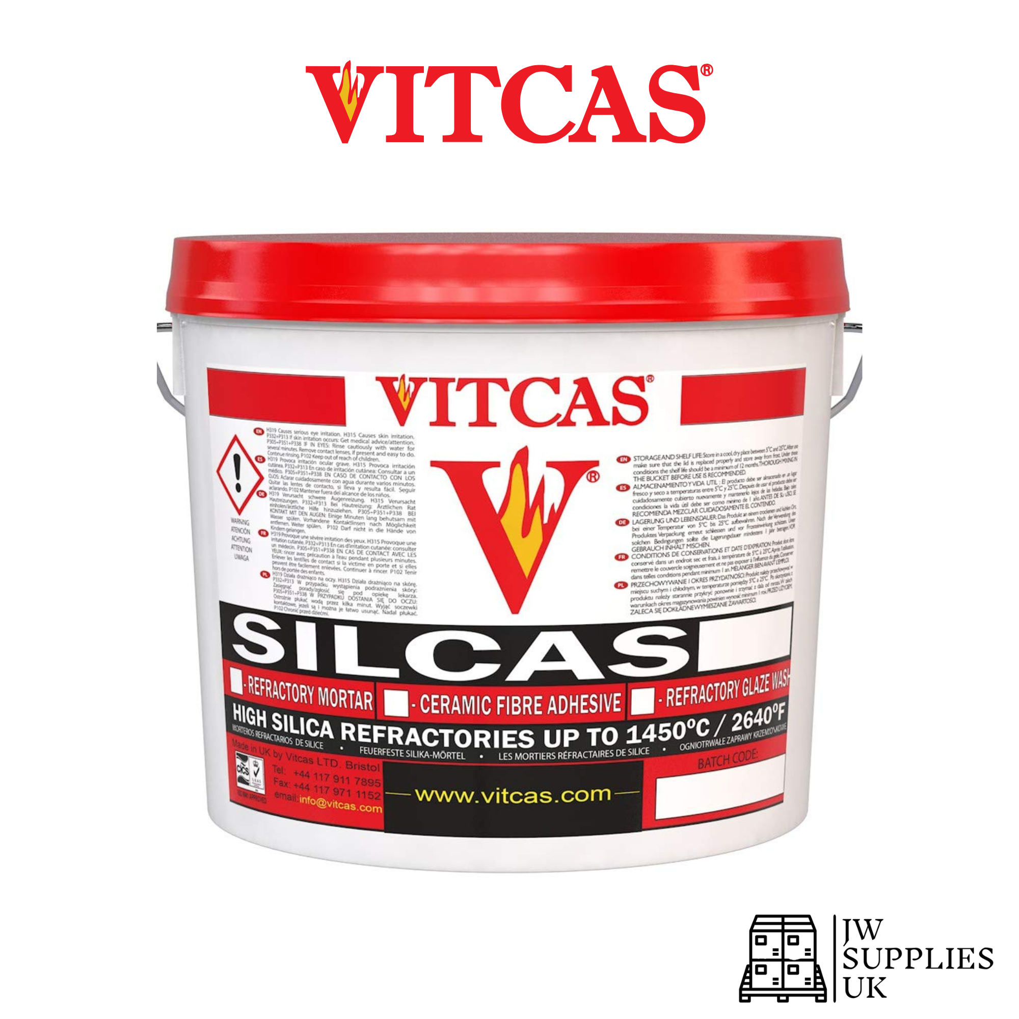 VITCAS 5kg Silcas M-White Refractory Mortar- Fire Cement- Patching and Repairing- White Color and Smooth- Excellent Adhesion-