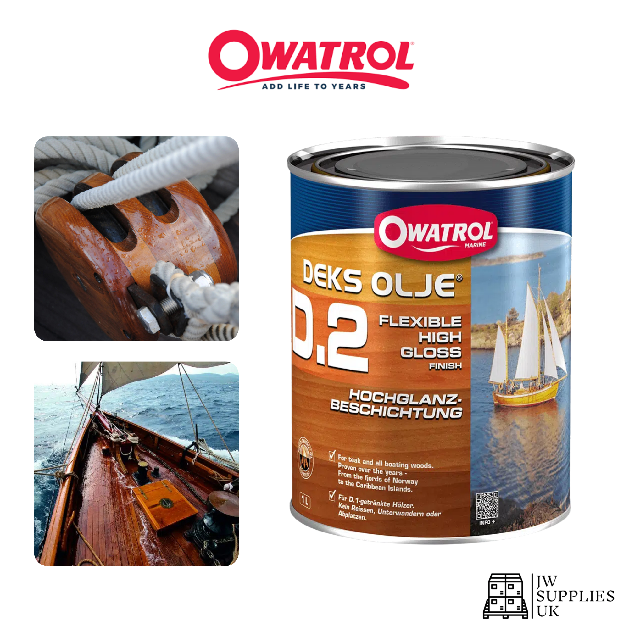 Owatrol Deks Olje D2 Clear Wood Varnish 1L - Premium Wood Oil Perfect for Marine & Boat use