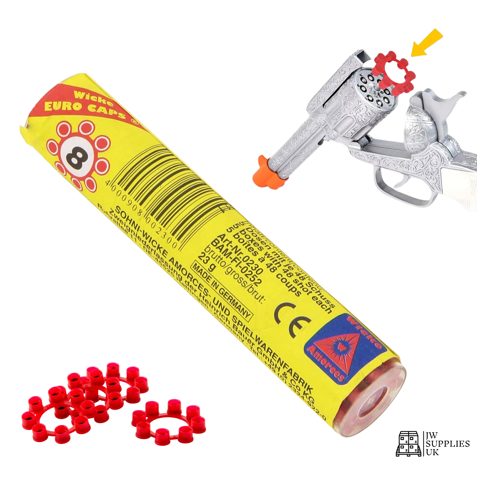 Sohni Wicke 8 Ring Shot Caps, 240 Shots Per Tube, Loud & Effective, Perfect for Toys/Diecast