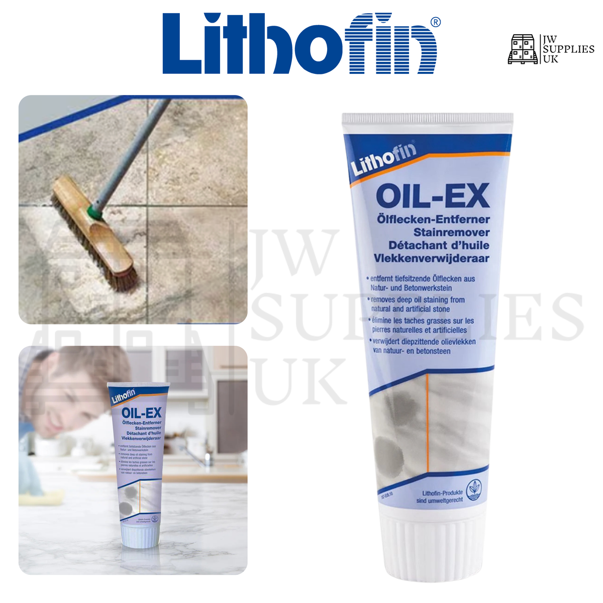 Lithofin Oil-Ex Stain Remover 250ml - Removes deep oil staining from natural & artificial stone